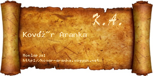 Kovár Aranka névjegykártya