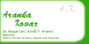 aranka kovar business card